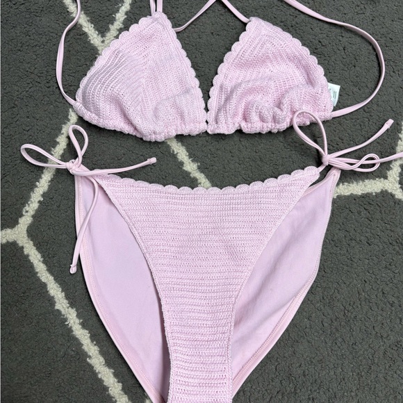 Wild Fable Pink Bikini Set crochet Swimwear - Picture 1 of 6